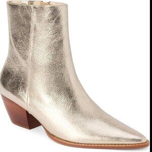Matisse Gold Leather Heeled Caty Boots/Booties Ladies